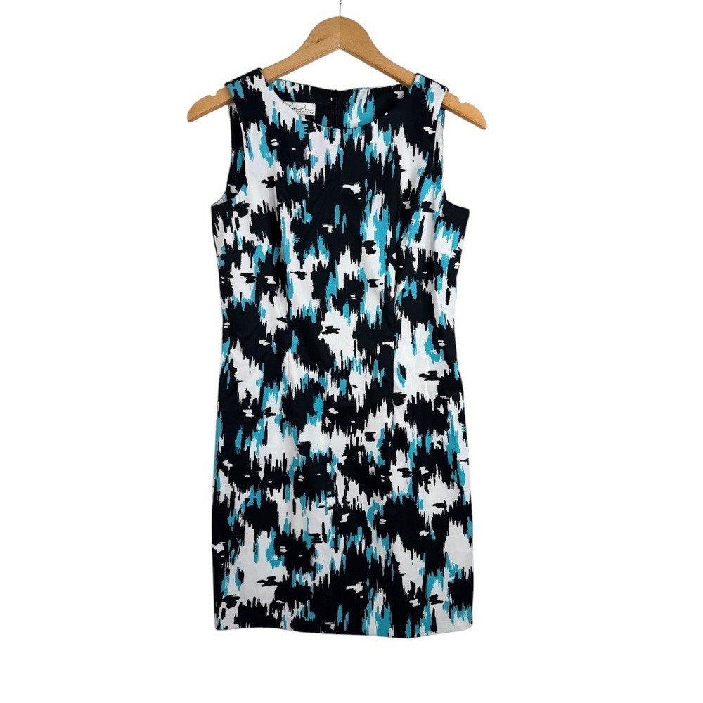 Kim Rogers Multicolor Sleeveless‎ Sheath Dress size 10 Petite Black/Blue/White